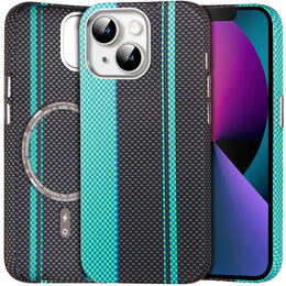 Puzdro pre iPhone 13, Carbon Fiber MagSafe, čierna / modrá