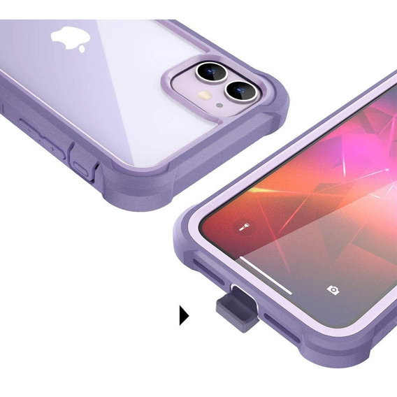 Obal na mobil pre iPhone 11, Dexnor Full Body Rugged, transparentné / fialové