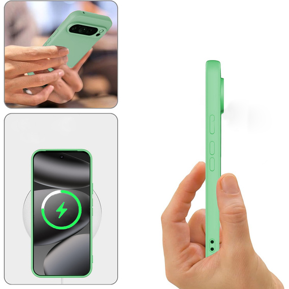 Silikónové puzdro pre Google Pixel 10 / 10 Pro, pre MagSafe, zelené