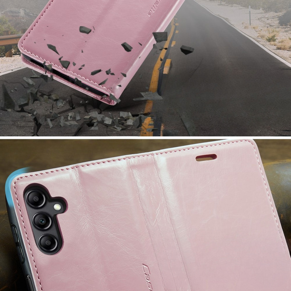 CASEME flipové puzdro pre Samsung Galaxy A14 5G, Waxy Textured, ružové