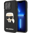Karl Lagerfeld Obal na mobil pre iPhone 13 Pro, 3D Rubber Karl's Head, čierne