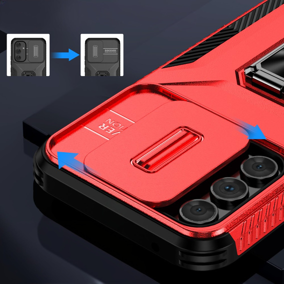 Pancierované puzdro pre Samsung Galaxy A54 5G, pancierovaný Slide Ring, červené