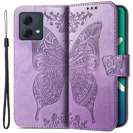 Klapkové puzdro pre Motorola Moto G84, Butterfly, fialové