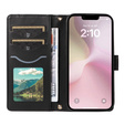 Puzdro s chlopňou pre iPhone 16E, Rhombus Crossbody Leather, čierne