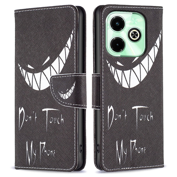 Klapkové puzdro pre Infinix Hot 40i, Wallet, Don't Touch My Phone čierne