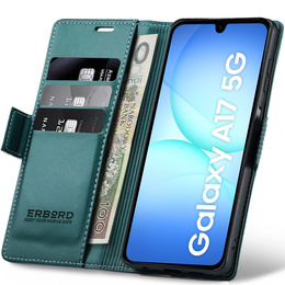 Puzdro pre Samsung Galaxy A17 5G, ERBORD Glossy Litchi, flipová peňaženka, zelený
