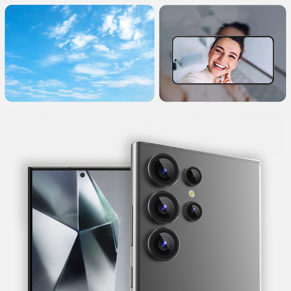 2x ERBORD OPTIK Pro tvrdené sklo pre fotoaparát Samsung Galaxy S24 Ultra, čierne