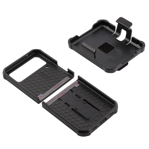 Pancierované puzdro pre Samsung Galaxy Z Flip 4 5G, Dexnor Clip Holder, čierne