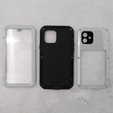 Love Mei Obal na mobil pre iPhone 12, armored with glass, sivé
