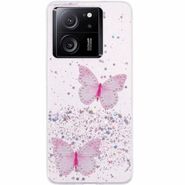 Puzdro pre Xiaomi 13T / 13T Pro / Redmi K60 Ultra, Glitter Butterfly, ružové