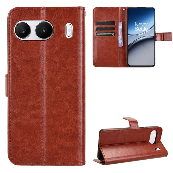 Klapkové puzdro pre OnePlus Nord 4, Crazy Horse Wallet, hnedé
