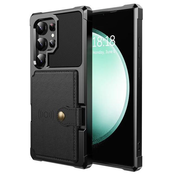 Puzdro pre Samsung Galaxy S25 Ultra, Card Holder Kickstand, čierne