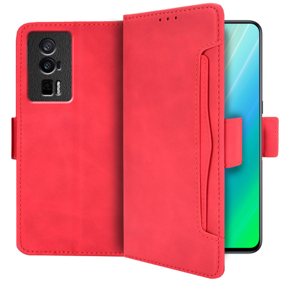 Klapkové puzdro pre Poco F5 Pro 5G, Card Slot, červené