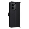 Puzdro s chlopňou pre Oppo Reno 13F 5G, Crossbody Leather Wallet, čierne