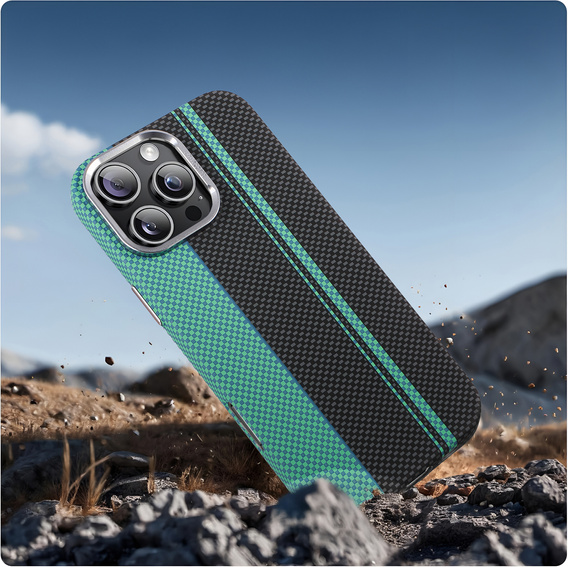 Puzdro pre iPhone 16 Pro Max, Carbon Fiber MagSafe, čierna / modrá