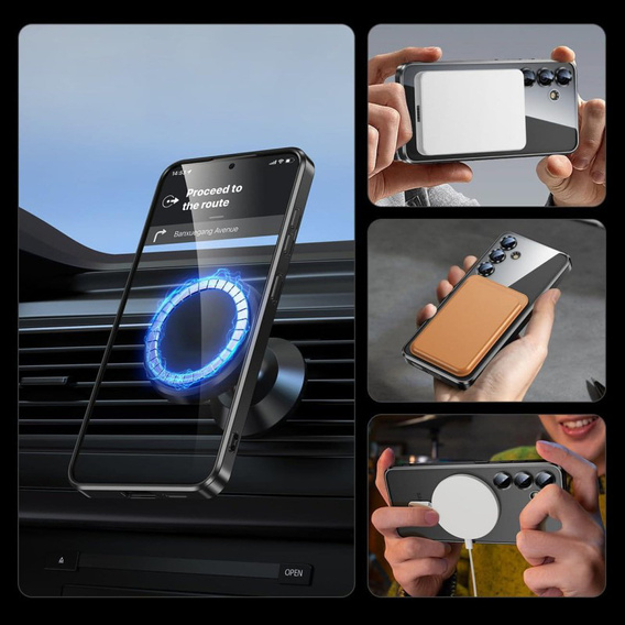 Puzdro pre Samsung Galaxy S25+ Plus, Electro MagSafe, čierne + sklo na displej