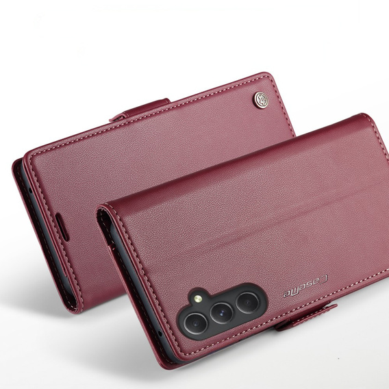 CASEME flipové puzdro pre Samsung Galaxy A54 5G, Litchi Wallet, červené