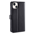 Klapkové puzdro pre iPhone 14, Wallet Zipper Pocket, čierne