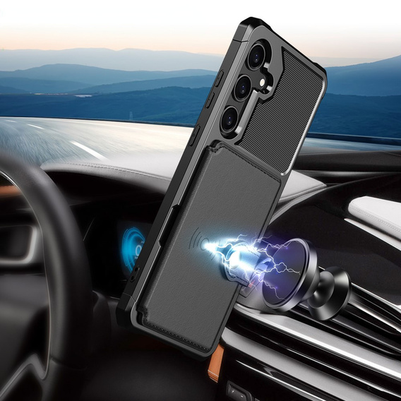 Puzdro pre Samsung Galaxy A55 5G, Card Holder Kickstand, čierne