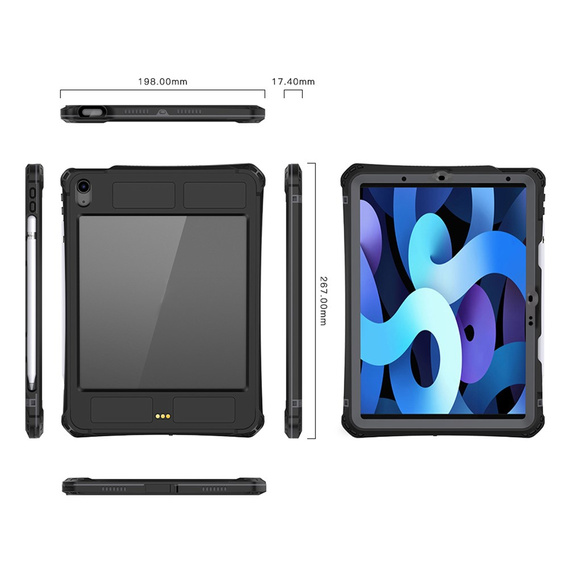 Vodotesné puzdro SHELLBOX IP68 pre Apple iPad Air 11" 6 gen. 2024, čierne