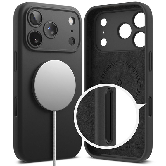 Puzdro Ringke pre iPhone 17 Pro Max, silikónové magnetické puzdro MagSafe, čierne
