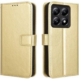 Klapkové puzdro pre Xiaomi 14T Pro, Crazy Horse Wallet, zlaté