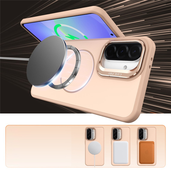 Puzdro Skin-touch s podstavcom MagSafe pre Samsung Galaxy A57 5G, púštna zlatá