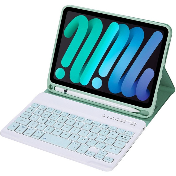 Puzdro s bluetooth klávesnicou pre iPad mini 8.3" 2021 (6 gen.) / iPad mini 8.3" 2024 (7 gen.), zelený