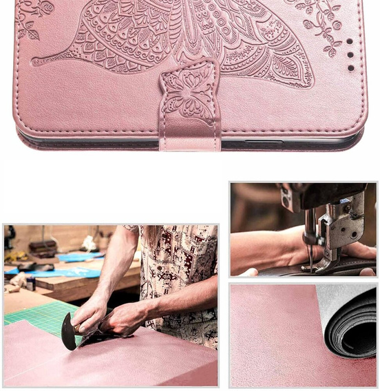 Klapkové puzdro pre Motorola Moto G86 5G, Butterfly, ružové rose gold