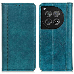 Obal na mobil pre OnePlus 12 5G, Wallet Litchi Leather, zelený