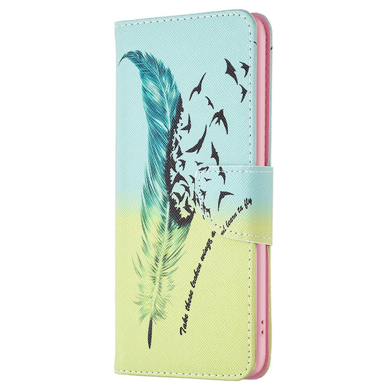 Klapkové puzdro pre Samsung Galaxy M34, Wallet, feather, modré