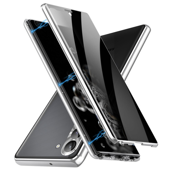 Puzdro pre Samsung Galaxy S24, Privacy Dual Glass, strieborné
