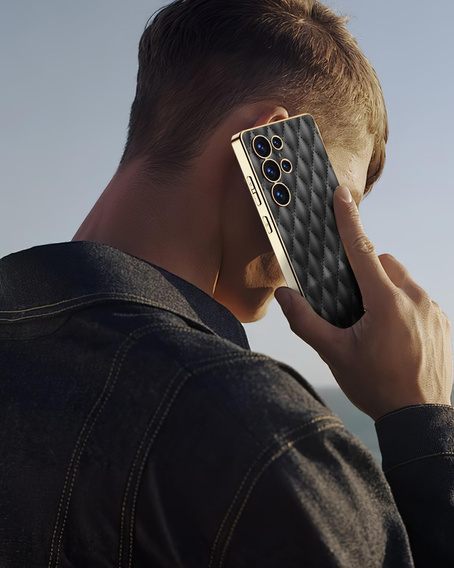 Puzdro pre Samsung Galaxy S25 Ultra, Leather Rhombus, čierne