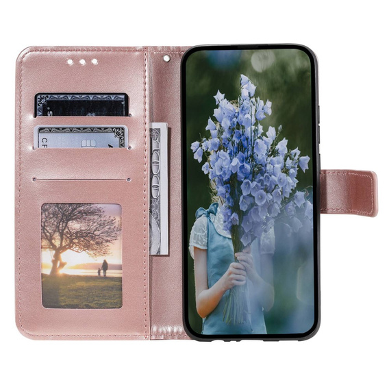 Klapkové puzdro pre Samsung Galaxy A14 4G/5G, Mandala, ružové rose gold