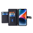 Klapkové puzdro pre iPhone 14, Wallet Zipper Pocket, čierne