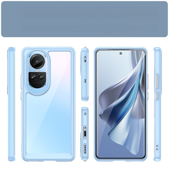 Obal na mobil pre OPPO Reno 10 / 10 Pro, Fusion Hybrid, transparentné / modré