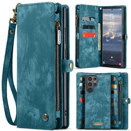 CASEME puzdro pre Samsung Galaxy S25 Ultra, Retro Leather Wallet, s remienkom, zelený