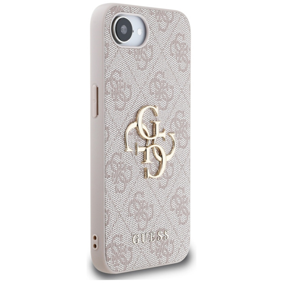 GUESS Obal na mobil pre iPhone 16E, 4G Big Metal Logo, ružové