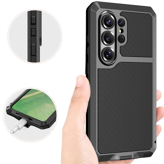 Puzdro s integrovaným sklom pre Samsung Galaxy S26 Ultra, čierne