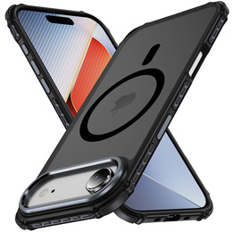 Matné puzdro pre iPhone Air, pancierované, pre MagSafe, dymové s čiernymi stranami