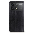 Flipové puzdro pre Xiaomi Poco F6 Pro, Split Leather, čierne