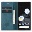 CASEME puzdro pre Google Pixel 7, Leather Wallet Case, tyrkysové