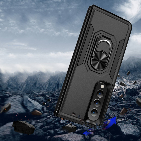 Pancierované obal na mobil pre do Samsung Galaxy Z Fold 4 5G, Nox Case Ring, čierne