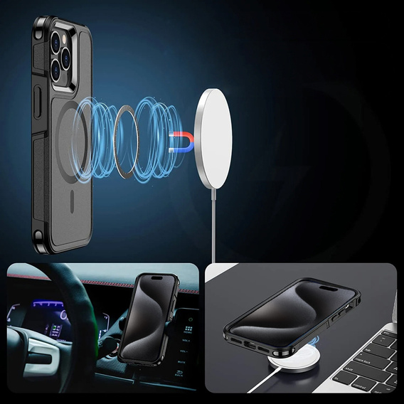 Obal na mobil pre iPhone 15 Pro Max, MagForce MagSafe, čierne