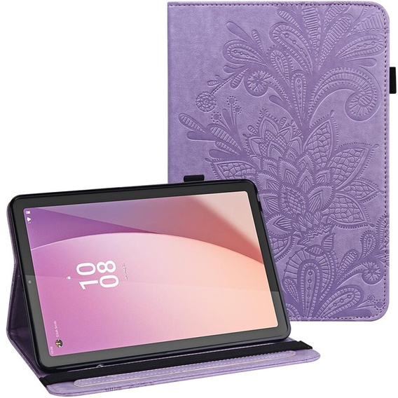Puzdro s chlopňou pre Lenovo Pad M9, flower, fialové