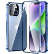 Puzdro pre iPhone 15, Magnetic Dual Glass, modré