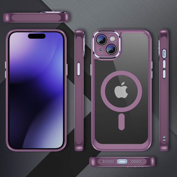Puzdro pre iPhone 15 Plus, ERBORD Impact Guard, MagSafe, fialové