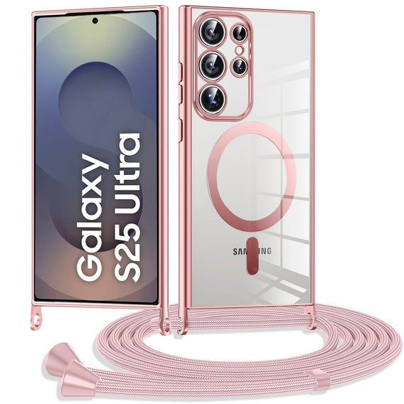 Puzdro pre Samsung Galaxy S25 Ultra, Electro MagSafe, ružové + šnúrka