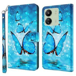 Klapkové puzdro pre Xiaomi Redmi 13C / Poco C65, Wallet, Butterflies modré
