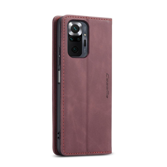 CASEME puzdro pre Xiaomi Redmi Note 10 Pro, Leather Wallet Case, červené